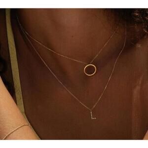 NEW In Box Classic AURATE Diamond “L”Letter Necklace, Rose - 14K / Rose